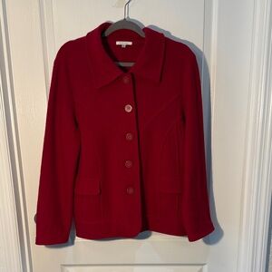 Harve Benard Women's Crimson Red Button-Up Blazer 100% Wool Size XL